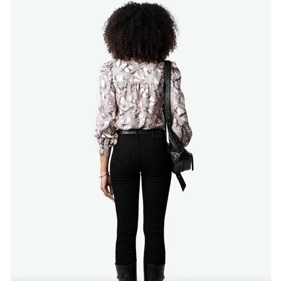 NEW ZADIG & VOLTAIRE telia twill wild chaines top in ecru - Picture 3 of 6